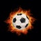 StockPhoto Illustration of a blazing soccer ball set against a black background