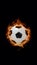 StockPhoto Illustration of a blazing soccer ball set against a black background