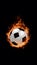 StockPhoto Illustration of a blazing soccer ball set against a black background