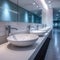 StockPhoto Modern public bathroom concept row of white ceramic washbasins