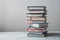 StockPhoto Stack of books against white isolated studio background