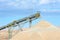 Stockpile and conveyor belt in a copper mine