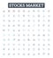 Stocks market vector line icons set. Stocks, Market, Investing, Shares, Trading, Equity, Prices illustration outline