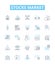 Stocks market vector line icons set. Stocks, Market, Investing, Shares, Trading, Equity, Prices illustration outline