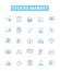 Stocks market vector line icons set. Stocks, Market, Investing, Shares, Trading, Equity, Prices illustration outline