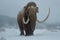 A stoic mammoth imposing against a backdrop of nearconstant snowfall.. AI generation