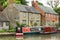 Stoke Bruerne canal shop and narrowboats, Northamptonshire UK