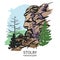 Stolby, national park in Siberia. Hand drawn vector illustration