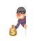 Stole money evil greedily thief cartoon rogue character bulgar design vector illustration