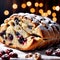 Stollen, traditional popular sweet dessert cake, christmas bread food photo