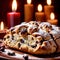 Stollen, traditional popular sweet dessert cake, christmas bread food photo