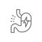 Stomach ache, abdominal pain line icon.