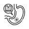 Stomach disease gastritis line black icon. Gastric inflammation. Human organ concept. Sign for web page, mobile app, button, logo