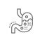 Stomach disease, heartburn, digestive problems line icon.