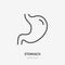 Stomach flat line icon. Vector thin pictogram of human internal organ, outline illustration for gastroenterologist