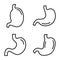 Stomach icons set, outline style