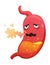 Stomach troubles icon. Sad suffering sick human stomach. Vector flat cartoon illustration design. Unhealthy stomach face