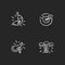 Stomachache chalk white icons set on black background