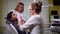 Stomatologist polishing teeth to patient in clinic