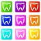 Stomatology icons set 9 color collection