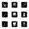 Stomatology icons set, grunge style