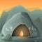 Stone age cave concept background, cartoon style