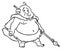 Stone Age fat man hunter cartoon