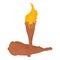 Stone age icon isometric vector. Burning ancient torch and stone age bludgeon