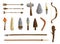 Stone age tools set, caveman civilization culture