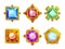 Stone amulets. Colored geometrical jewellery gems fantasy amulets for wizards recent vector fairy tale illustrations for