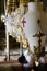 Stone of Anointing lamps in Holy Sepulchre Church in Jerusalem.