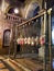 Stone of Anointing and mosaic icon on the wall at the entrance to Holy Sepulcher church