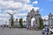 Stone arch as the entrance to the royal palace in Budapest