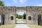 Stone arches entree of fortified castle