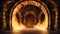 Stone Arches with Flames. Embracing the Essence of Ancient Classic Architecture