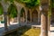 Stone arches of a garden pavilion in Royal Palace in Balchik, Bulgaria