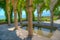 Stone arches of a garden pavilion in Royal Palace in Balchik, Bulgaria