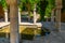 Stone arches of a garden pavilion in Royal Palace in Balchik, Bulgaria