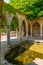 Stone arches of a garden pavilion in Royal Palace in Balchik, Bulgaria