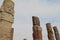 Stone atlantes statues on top of pyramid in Tula Hidalgo Mexico VII