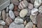 Stone background - pebbles in earth colors
