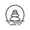 Stone Balance Yoga Line Icon. Wellness Meditation Calm Pebble Rock Linear Pictogram. Zen Wellbeing Outline Icon. Spa