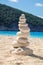 Stone balancing at the beach. Zen style abstract peaceful and chill spiritual image