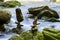 Stone balancing by the river