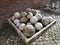 Stone balls used as projectiles in a catapult