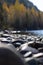 Stone Bank of a large river closeup