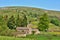 Stone barns in English countryside