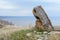 Stone in the base of the military town Tetyushi. Observation deck with a magnificent view of the Volga River. Beautiful landscape