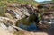 Stone bath in the schist at Pulo do Lobo. Guadiana river valley Natural park, Alentejo, Portugal