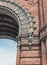 Stone bats on Arc de Triomf triumphal arch in Barcelona, Spain